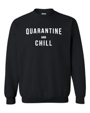 Load image into Gallery viewer, quarantine and chill unisex classic tee black crewneck sweatshirt