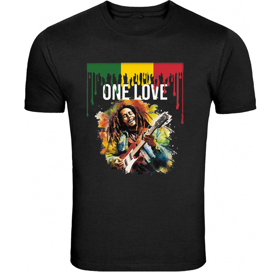 One Love Bob Marley Kingston Jamaica 1945 Rasta Leaf TEE Zion Rootswear Licensed T-Shirt Tee