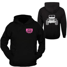 Load image into Gallery viewer, pink jeep hooded black sweatshirt 4x4 /// off road