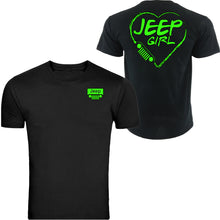 Load image into Gallery viewer, neon green jeep girl heart t-shirt  4x4 /// off road s to 5xl tee
