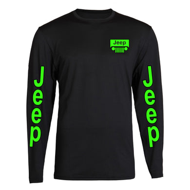 neon green jeep s - 2xl 4x4 off road long sleeve tee