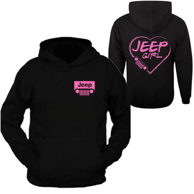 pink jeep girl heart hooded black sweatshirt 4x4 /// off road