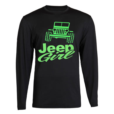 neon green jeep girl tee unisex t-shirt long sleeve