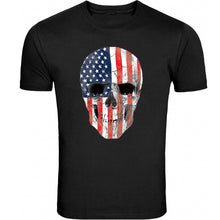 Load image into Gallery viewer, american skull t-shirt tee patriotic merica usa pride flag front tee