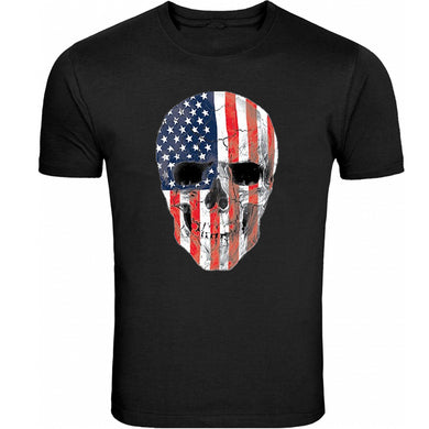 american skull t-shirt tee patriotic merica usa pride flag front tee