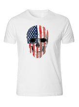 Load image into Gallery viewer, american skull t-shirt tee patriotic merica usa pride flag front tee