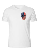 Load image into Gallery viewer, american skull t-shirt tee patriotic merica usa pride flag front tee