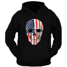 Load image into Gallery viewer, american skull hoodie tee patriotic merica usa pride flag front