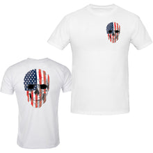 Load image into Gallery viewer, american skull t-shirt tee patriotic merica usa pride flag front &amp; backtee
