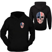 Load image into Gallery viewer, american skull hoodie tee patriotic merica usa pride flag front &amp; back