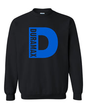 Load image into Gallery viewer, duramax blue big design color black unisex crewneck sweatshirt tee