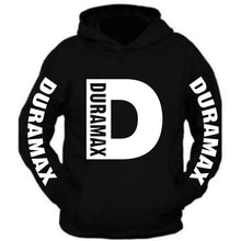 Load image into Gallery viewer, duramax white big design color black hoodie hooded sweatshirt