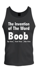 Load image into Gallery viewer, the invention of the word boob black tee tank top s-2xl