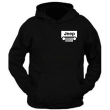 Load image into Gallery viewer, white jeep tee /// black hoodie // s-2xl /// 4x4 /// off road black hoodie hooded sweatshirt