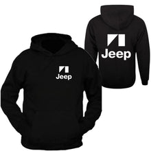 Load image into Gallery viewer, white jeep tee /// black hoodie // s-2xl /// 4x4 /// off road black hoodie hooded sweatshirt