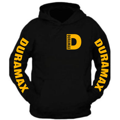 duramax yellow pocket design color black hoodie hooded sweatshirt