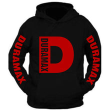 Load image into Gallery viewer, duramax red big design color black hoodie hooded sweatshirt