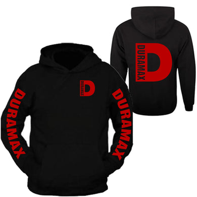 duramax red big design color black hoodie hooded sweatshirt
