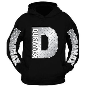 duramax big design all colors black hoodie hooded sweatshirt silver metal chrome