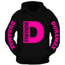 Load image into Gallery viewer, duramax big design all colors black hoodie hooded sweatshirt neon pink