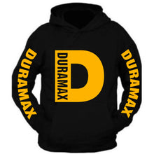Load image into Gallery viewer, duramax yellow big design color black hoodie hooded sweatshirt