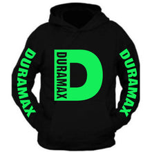Load image into Gallery viewer, duramax big design all colors black hoodie hooded sweatshirt neon green