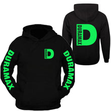 Load image into Gallery viewer, duramax hoodie sweatshirt all sizes all colors front and back neon green