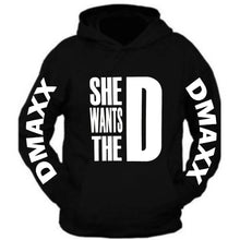 Load image into Gallery viewer, she wants the d dmaxx hoodie black hoodie hooded sweatshirt white