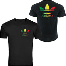 Load image into Gallery viewer, addicted rasta bob color tee s - 5xl black t-shirt tee front and back