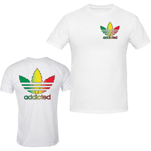 Load image into Gallery viewer, addicted rasta bob color tee s - 5xl black t-shirt tee front and back