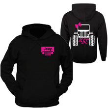 Load image into Gallery viewer, pink jeep girl bow-tie hooded black sweatshirt 4x4 /// off road