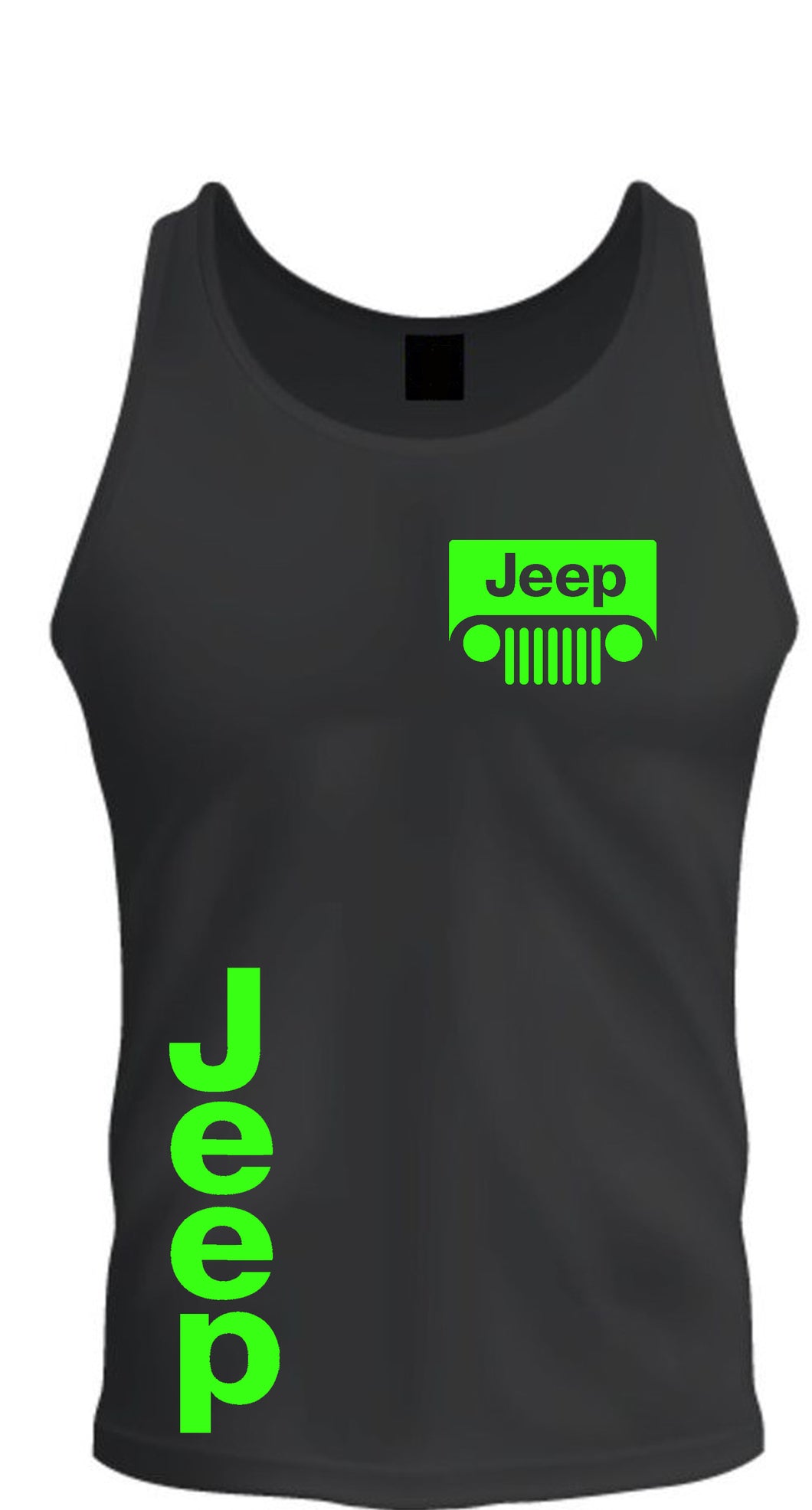 neon green jeep tee tank top