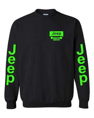 jeep sweatshirt /// neon green jeep // s-5xl /// 4x4 /// off road unisex crewneck sweatshirt tee