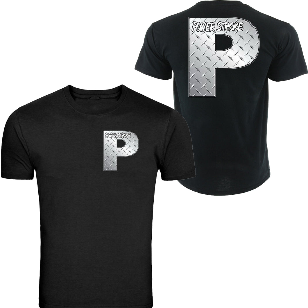 powerstroke silver diesel power front & back ford power stroke diesel t-shirt tee s-5xl