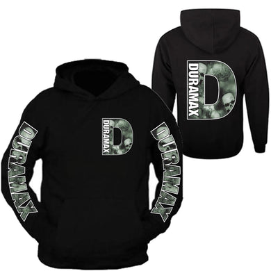 duramax skull pocket design color black hoodie hooded front and back sweatshirt s-5xl