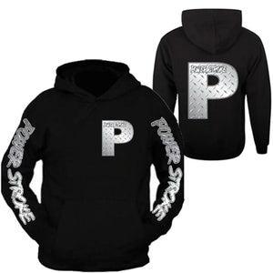 power stroke silver metal diesel power hoodie front & back ford power stroke diesel hoodie