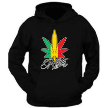 Load image into Gallery viewer, bob marley kingston jamaica 1945 rasta leaf tee zion rootswear licensed hoodie