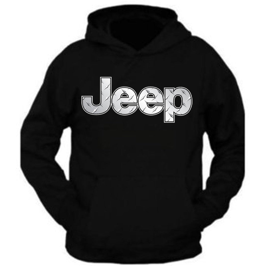 jeep silver tee /// silver metal tee// s-2xl /// 4x4 /// off road black hoodie hooded sweatshirt