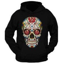 Load image into Gallery viewer, sugar skull roses eyes day of the dead hoodie mexican gothic los muertos tee