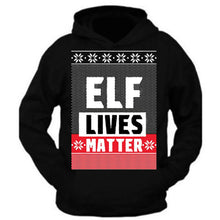 Load image into Gallery viewer, christmas hoodie elf lives matter ugly christmas sweater