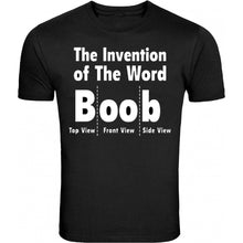 Load image into Gallery viewer, the invention of the word boob black tee s - 5xl t-shirt tee