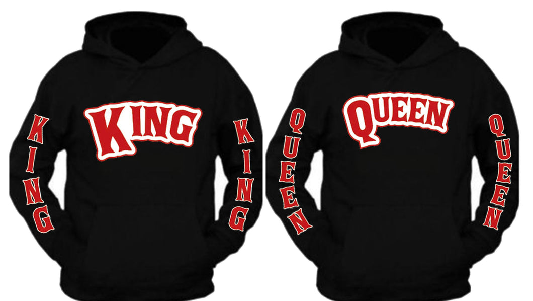 queen hoodies/king and queen couple hoodies/king queen couple matching hoodies
