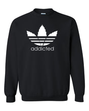 Load image into Gallery viewer, addicted tee sweatshirt weed blunt kush dope swag marijuana shirt flag unisex black crewneck sweatshirt tee