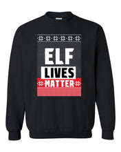 Load image into Gallery viewer, christmas elf lives matter ugly christmas sweater unisex crewneck sweatshirt tee