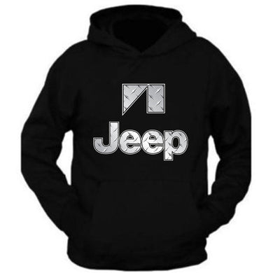 jeep silver tee /// silver metal tee// s-2xl /// 4x4 /// off road black hoodie hooded sweatshirt