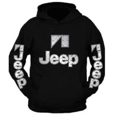 jeep silver tee /// silver metal tee// s-2xl /// 4x4 /// off road black hoodie hooded sweatshirt