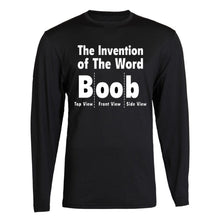 Load image into Gallery viewer, the invention of the word boob black long sleeve tee