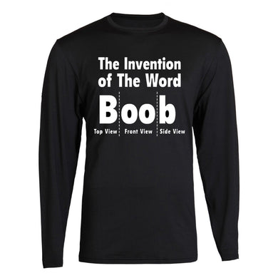the invention of the word boob black long sleeve tee