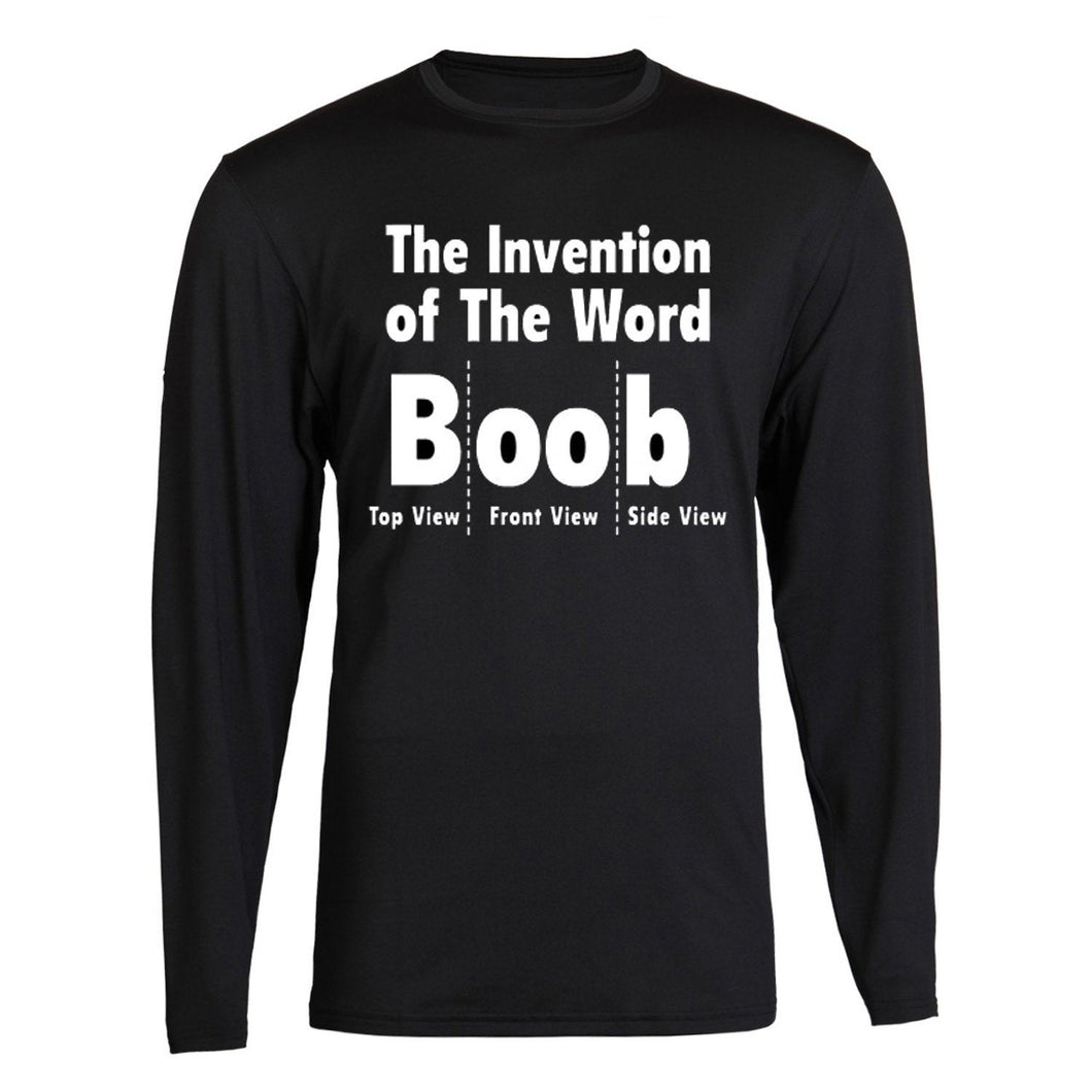 the invention of the word boob black long sleeve tee