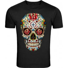 Load image into Gallery viewer, sugar skull roses eyes day of the dead mexican gothic los muertos t-shirt tee